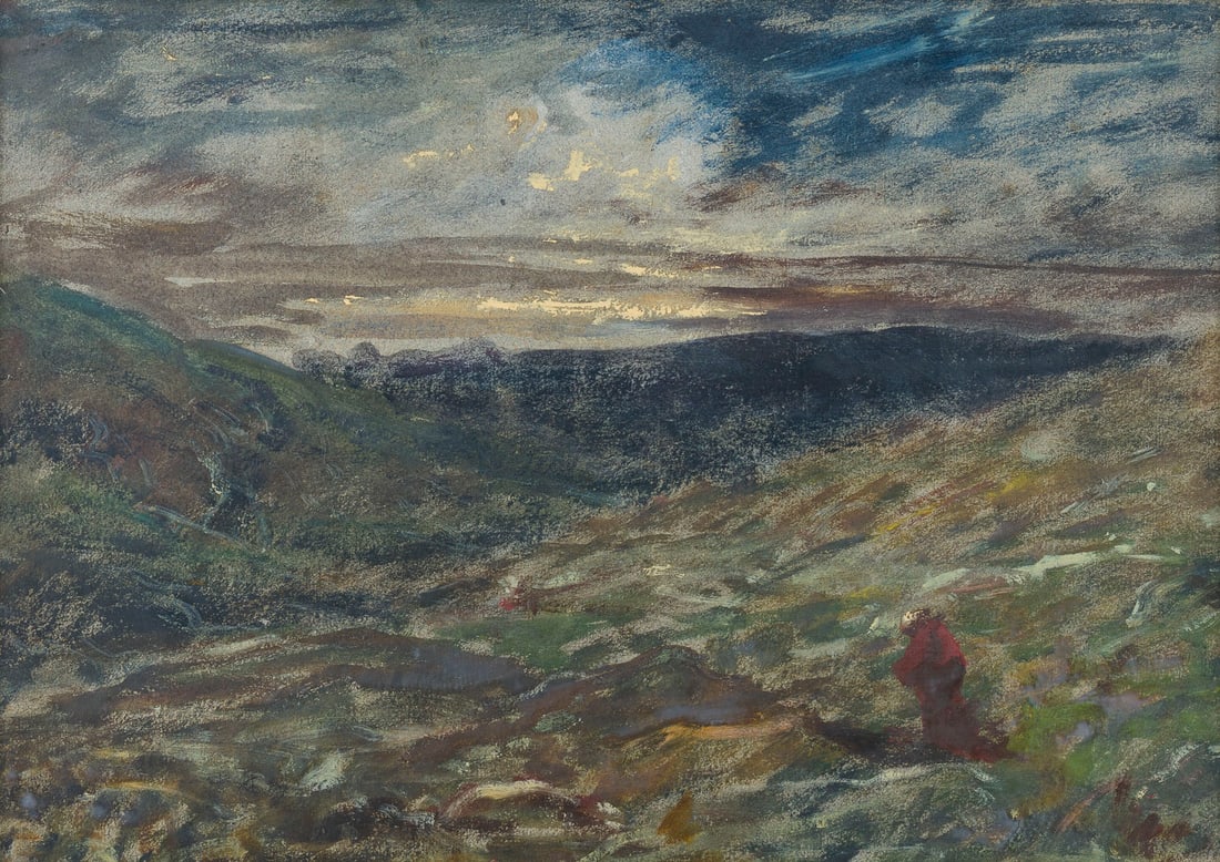 DEUTSCHER / NIEDERLAeNDISCHER LANDSCHAFTMALER | GEWITTERLANDSCHAFT: DEUTSCHER / NIEDERLAeNDISCHER LANDSCHAFTMALER Taetig 2. H. 19. Jh. GEWITTERLANDSCHAFT Gouache auf Papier. Sichtmass 29 x 42 cm (R. 54 x 67 cm). Unter Glas gerahmt.DEUTSCHER / NIEDERLAeNDISCHER