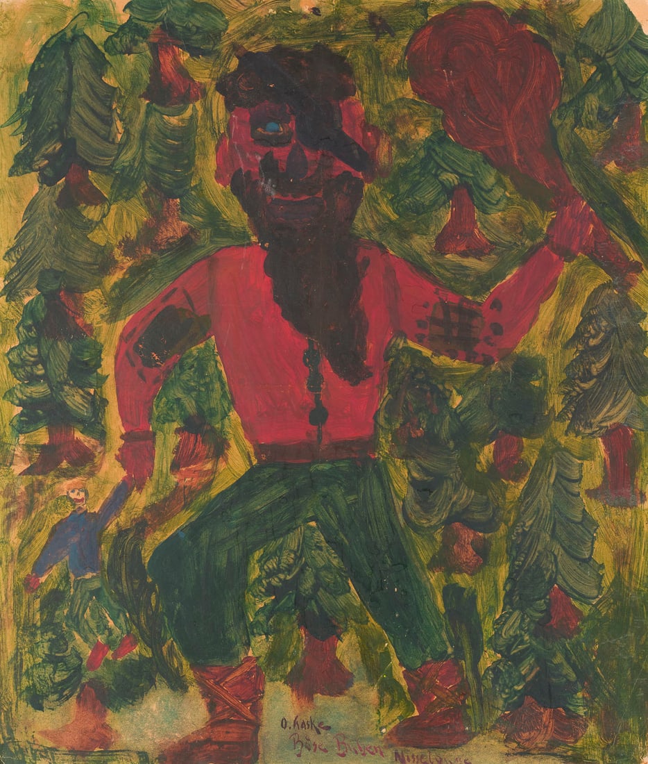 OSKAR LASKE | BOeSE BUBEN: OSKAR LASKE 1874 Czernowitz - 1951 Vienna BOeSE BUBEN (BAD BOYS) Gouache on cardboard. 48 x 41 cm. Signed below. Inscribed again on the reverse. Cardboard rubbed at the edges.OSKAR LASKE 1874 Czernowi