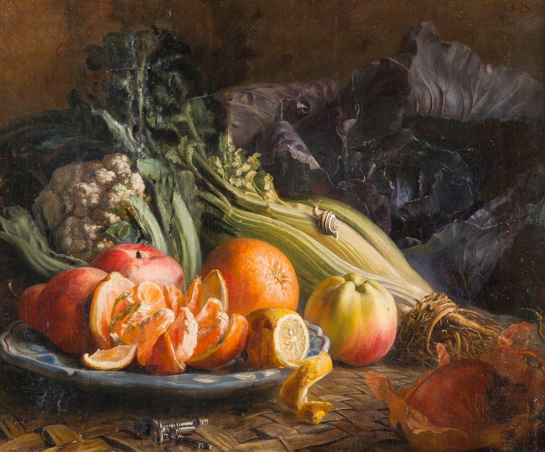 OTTO SCHOLDERER | STILLLEBEN MIT OBST, GEMUeSE UND EINER SCHNECKE (1 of 3)