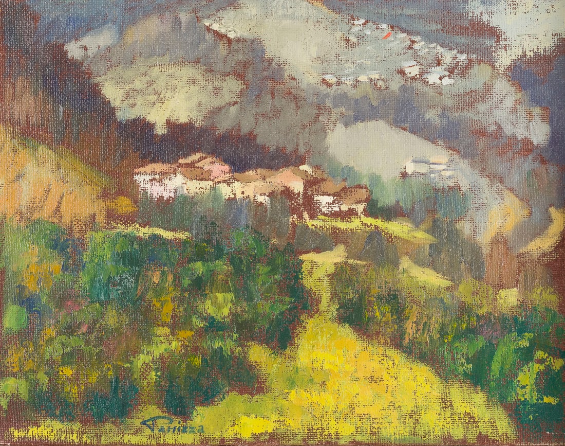 WOLF PANIZZA (WOHL) | VERRARA DI MONTE BALTO: WOLF PANIZZA (ATTRIBUTED TO) 1901 Lindau - 1977 Diessen am Ammersee Ferrara di Monte Baldo Oil on jute. 35 x 45 cm (f. 50 x 59 cm). Signed lower left. Framed.WOLF PANIZZA (WOHL) 1901 - 1977 VERRARA