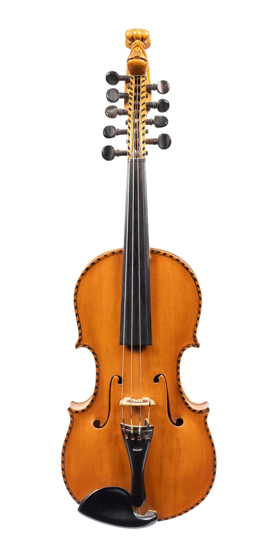 | HARDANGERFIEDEL 'HARDINGFELE': HARDANGERVIOLIN 'HARDINGFELE' Norway, 20th century One-piece spruce back and maple back, eight pegs, painted inlay around the entire body, carved animal head. Length 65 cm, body length 35.6 cm. The