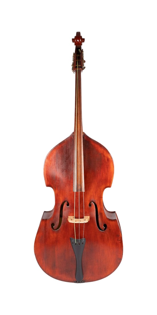 | KONTRABASS 'DOINA': DOUBLE BASS 'DOINA' Bucharest, Romania, 1976 Two-piece spruce top and maple back, dark reddish-brown varnish, gold-plated brass tuning machines. Total length 190 cm, body length approx. 111 cm.