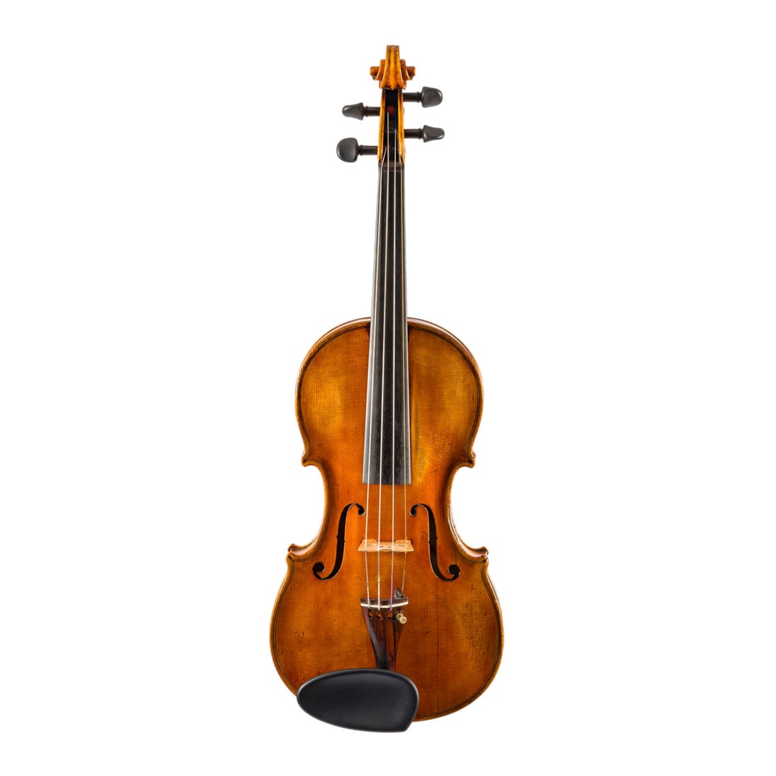 | FEINE VIOLINE BEZ. 'STEFANO SCARAMPELLA': FINE VIOLIN LABELED 'STEFANO SCARAMPELLA' Probably Brescia, 1909 Two-piece spruce top and one-piece maple back, beautiful gold-orange-brown varnish, modern patent pegs. 4/4 violin, length 59.5, body l