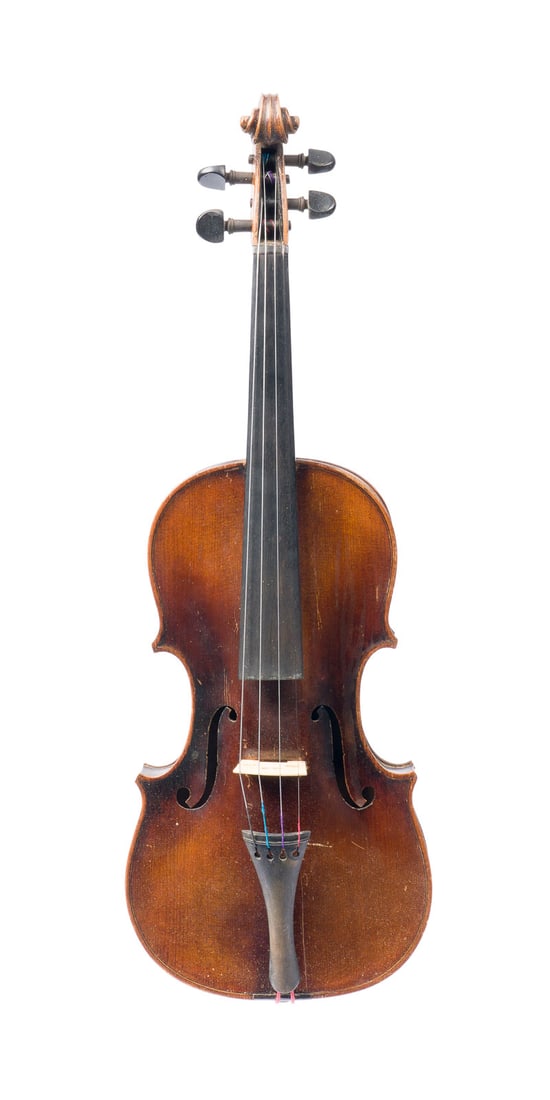 | VIOLINE BEZ. 'DAVID HOPF': VIOLINE BEZ. 'DAVID HOPF' Probably Klingenthal, 1804 Two-piece spruce top and one-piece maple back, dark brown varnish, with wooden case. 4/4 violin, l. 60 cm, body length 35.5 cm. Handwritten violin