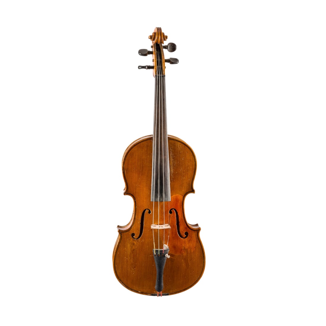 | VIOLINE NACH 'LORENZO STORIONI': VIOLIN AFTER 'LORENZO STORIONI' Bohemia/Saxony, circa 1900 Two-piece spruce top and one-piece maple back, brown varnish, inlaid purfling; includes case. 4/4 violin, total length 59.1 cm, body length