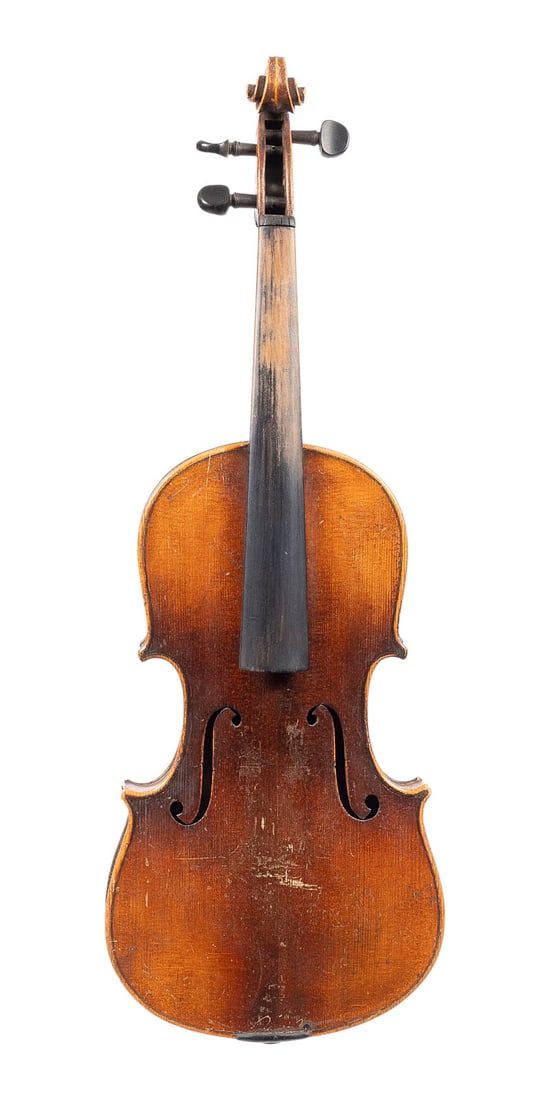 | VIOLINE: VIOLIN German, early 20th century. Two-piece spruce top and maple back, dark brown varnish. 4/4 violin; length 59.1 cm, body length 36 cm. Unlabeled. Part. bumped.VIOLINE Deutsch, Anfang 20. Jh.