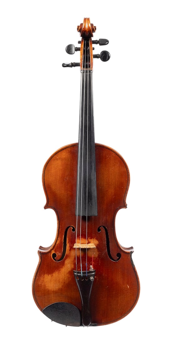 | VIOLINE NACH 'ANGELO SOLIANI': VIOLIN MODELED AFTER 'ANGELO SOLIANI' German, early 20th century. One-piece spruce top and maple back, brown varnish. 4/4 violin, length 60 cm, body width 35.5 cm. Violin label: ''Angelus Soliani