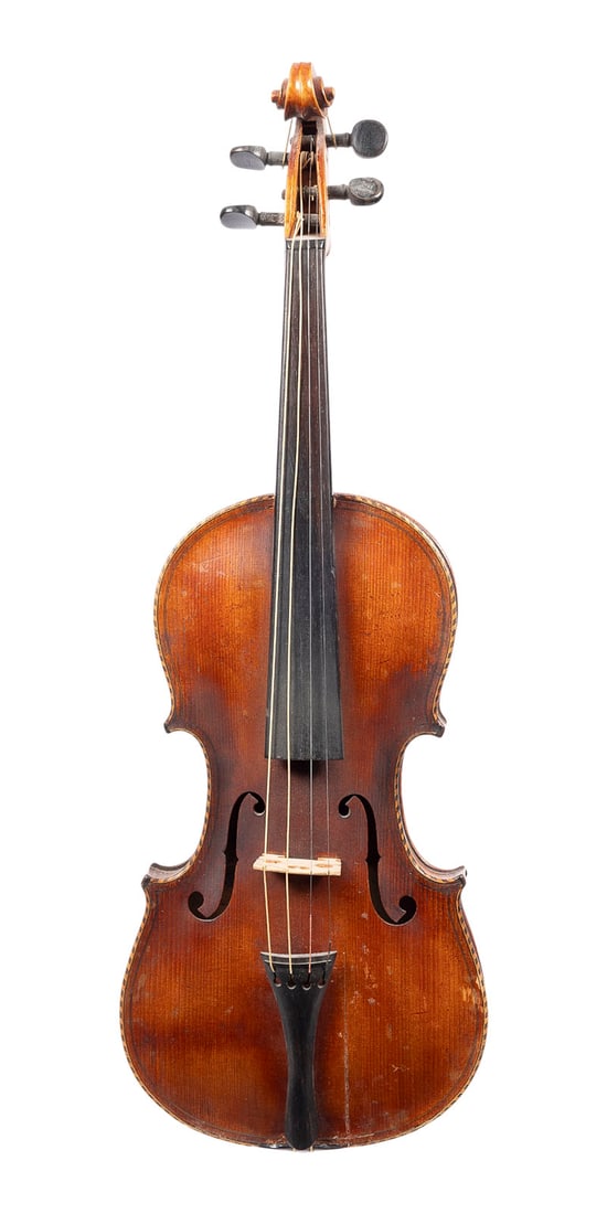 | VIOLINE NACH ANTONIO STRADIVARI: VIOLIN MODELED AFTER ANTONIO STRADIVARI German, early 20th century. One-piece spruce top and maple back, light brown varnish. 4/4 violin, length 60.9 cm, body length 36.2 cm. Violin label: ''Copy of