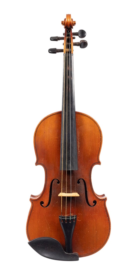 | VIOLINE: VIOLIN France, early 20th century Two-piece spruce top and maple back, brown, aged-looking varnish. 4/4 violin, length 59, body length 35.5 cm. No certificate of authenticity. Part. bumped, min.