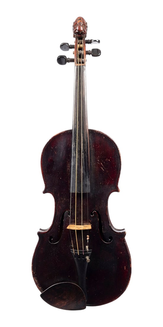 | VIOLINE MODELL 'STAINER': VIOLIN, 'STAINER' MODEL German, early 20th century Two-piece spruce top and maple back, carved lion's head as the scroll, dark brown varnish. 4/4 violin, length 59.5, body length 36 cm. No certificate