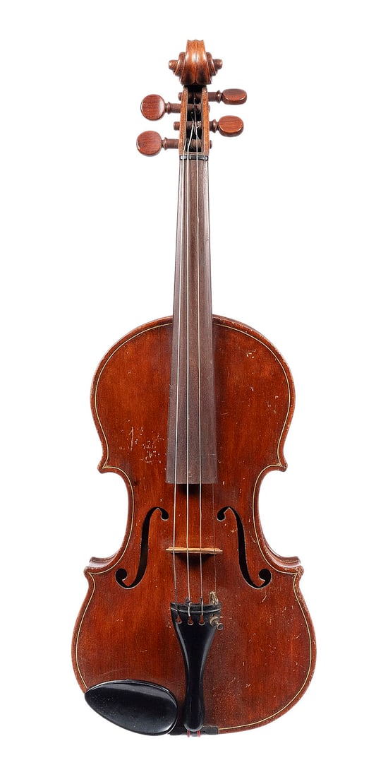 | VIOLINE 'ERNST RINNEBERG': ERNST RINNEBERG' VIOLIN Heidelberg, early 20th century. Two-piece spruce top and maple back, dark brown varnish; includes case. 4/4 violin, total length 59 cm, body length 35.5 cm. Label: 'Ernst Rinne