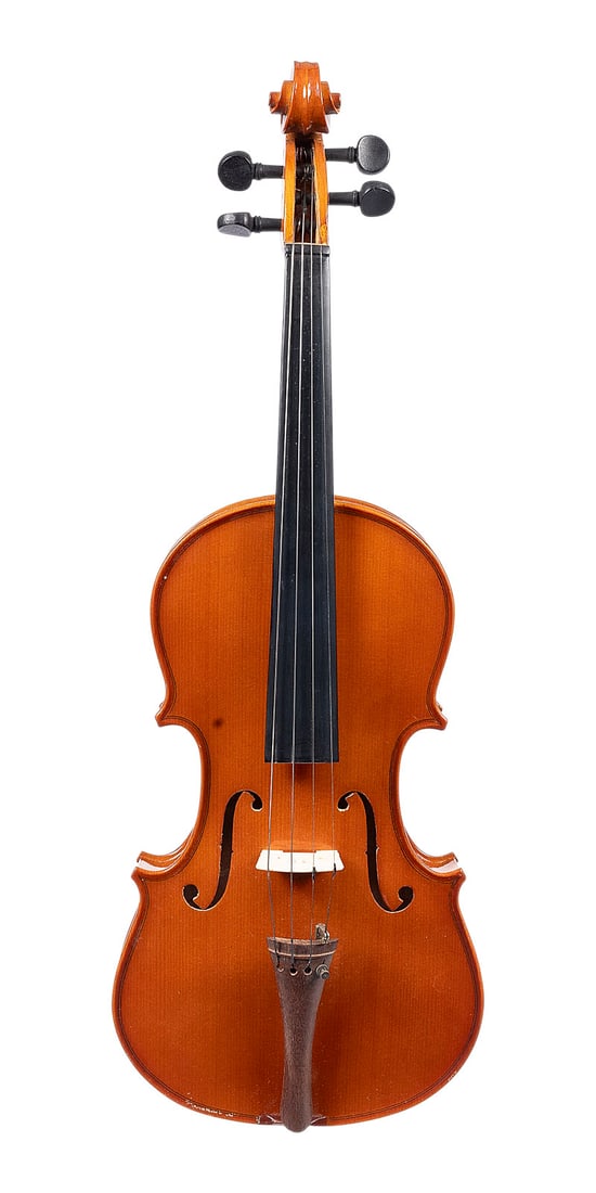 | VIOLINE: VIOLIN Second half of the 20th century One-piece spruce top and maple back, thick brown varnish; includes case. 4/4 violin, total length 59.5 cm, body length 35.4 cm. Unlabeled. Minor signs of wear.VI