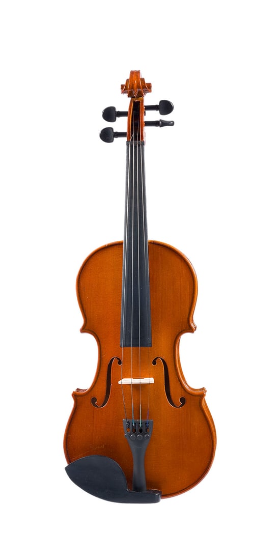 | VIOLINE UND VIOLINBOGEN: VIOLIN AND BOW German, 20th/21st century Two-piece spruce top and maple back, light orange-brown varnish; includes case. 4/4 violin, total length 58.5 cm, body length 35 cm. Weinberger GmbH & Co. KG, 