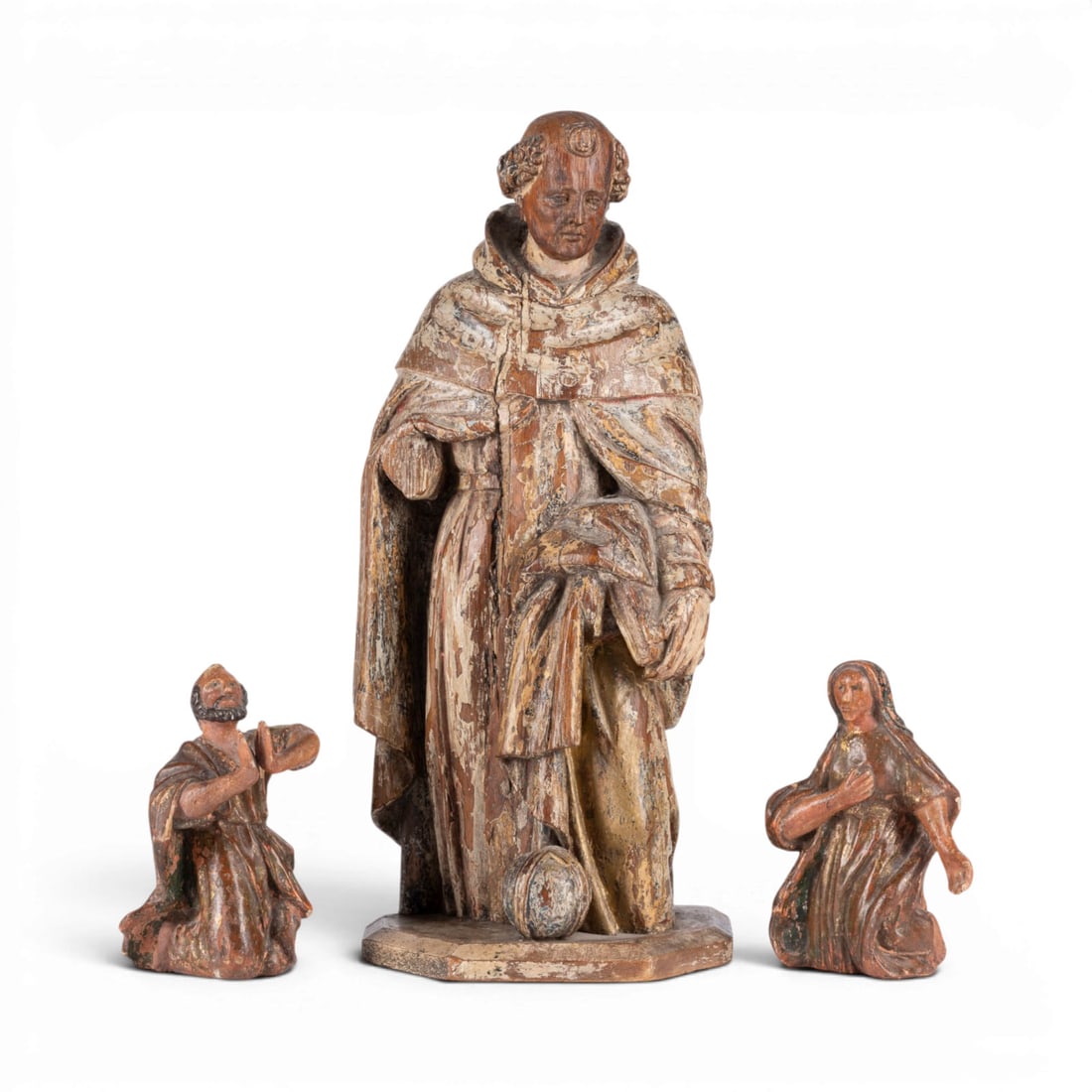 | KONVOLUT VON DREI SAKRALEN FIGUREN: MOeNCH UND MARIA UND JOSEF (1 of 1)