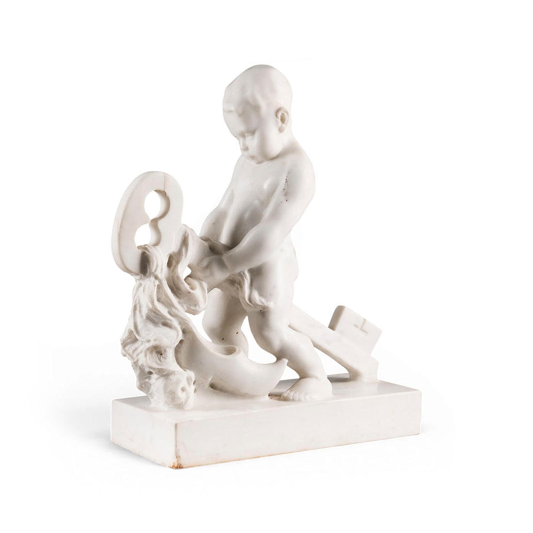 DEUTSCHER BILDPLASTIKER | STEHENDER PUTTO MIT SCHLUeSSEL UND SCHUH (1 of 1)