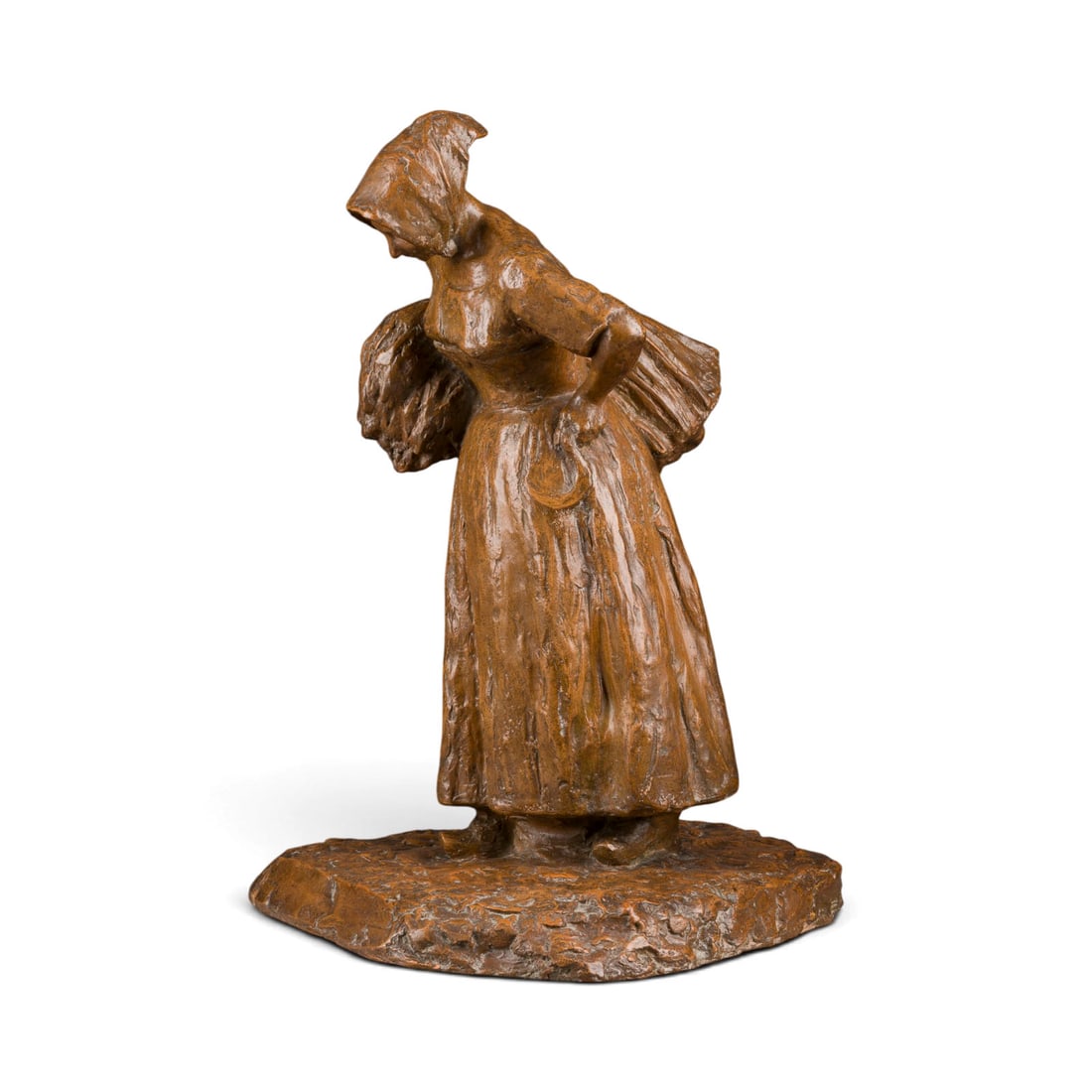 ALFRED JEAN HALOU | 'LA MOISSONNEUSE': ALFRED JEAN HALOU 1875 Blois - 1939 Paris 'LA MOISSONNEUSE' Terracotta, fully modeled. H. 41, W. 27.5, D. 29 cm, weight approx. 4.41 kg. Marked 'AJ Halou' on the plinth, marked 'Ton..? original 11/2 A