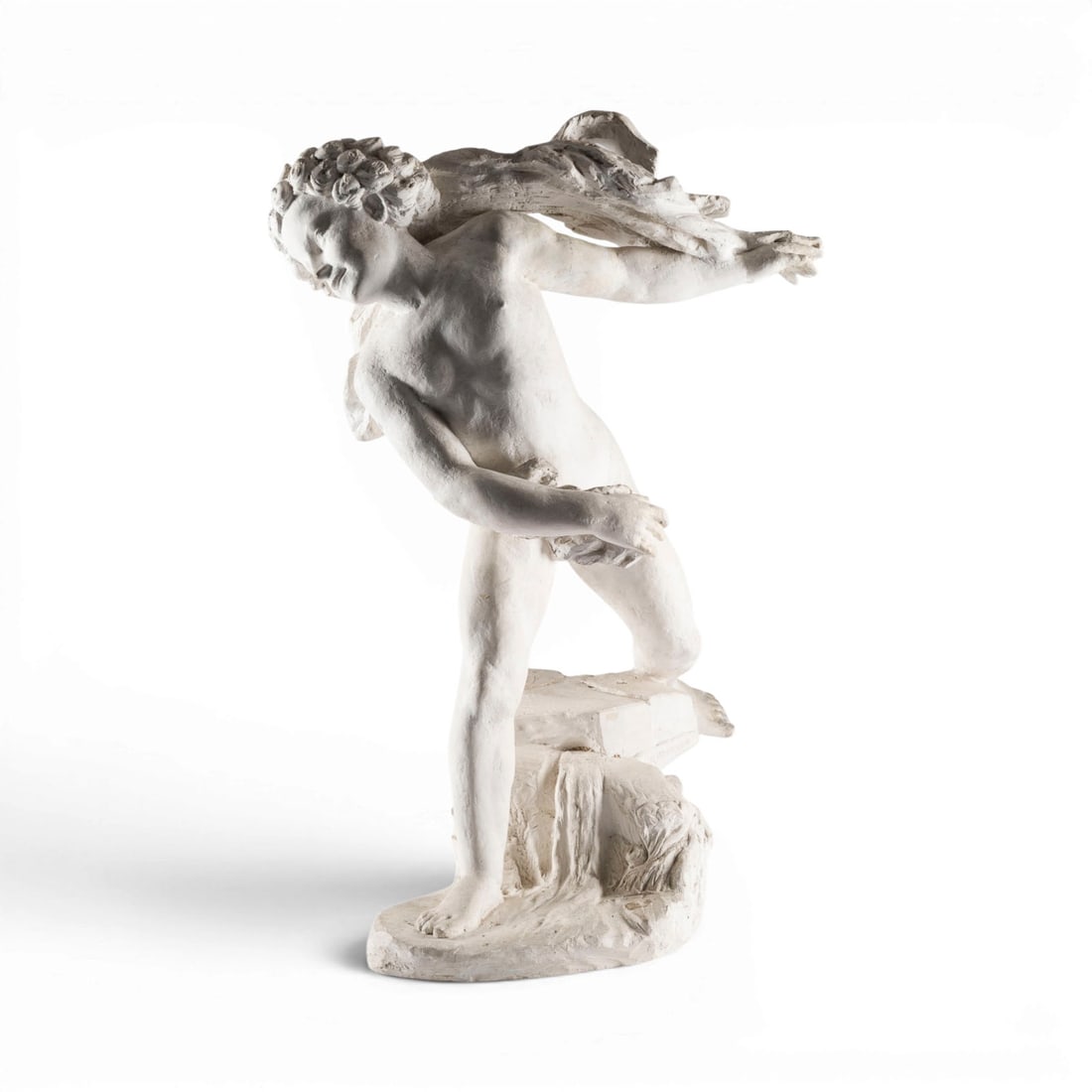 HENRI RAPHA?L MONCASSIN | 'AMOR / EROS' - ALLEGORISCHE JUeNGLINGSFIGUR: HENRI RAPHA?L MONCASSIN 1883 Toulouse - 1958 Paris 'AMOR / EROS' - ALLEGORICAL FIGURE OF A YOUTH Plaster, white-finished, fully modeled in the round. H. approx. 85, W. 61, D. 48 cm. Inscribed 'H.R.