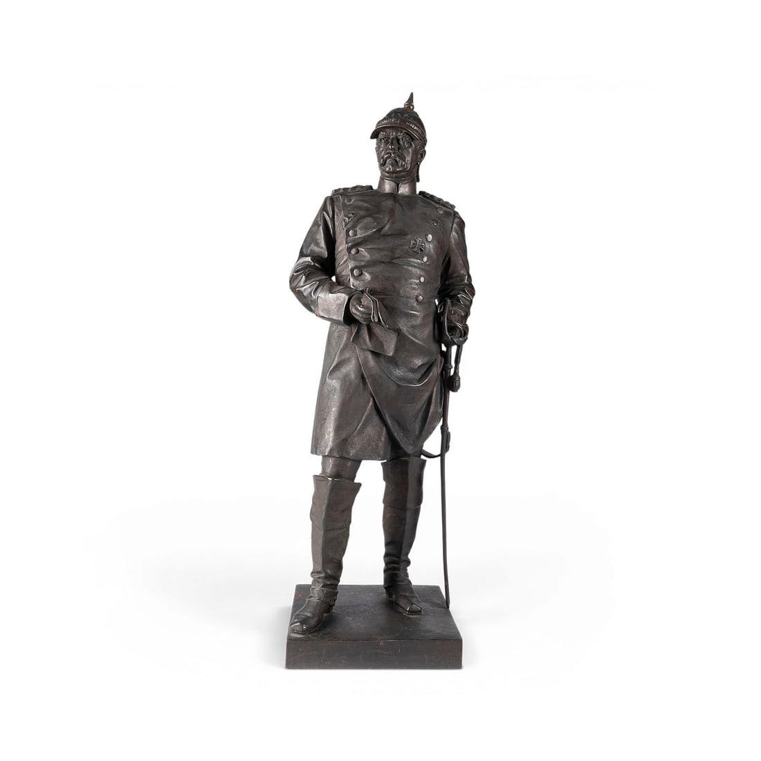 WILHELM ALBERMANN | OTTO VON BISMARCK: WILHELM ALBERMANN 1835 Werden (Ruhr) - 1913 Cologne OTTO VON BISMARCK Bronze, dark patina, on a rectangular plinth. H. 89, W. 28, D. 30 cm. Signed 'W. Albermann' on the side; foundry mark 'Aktien Gese