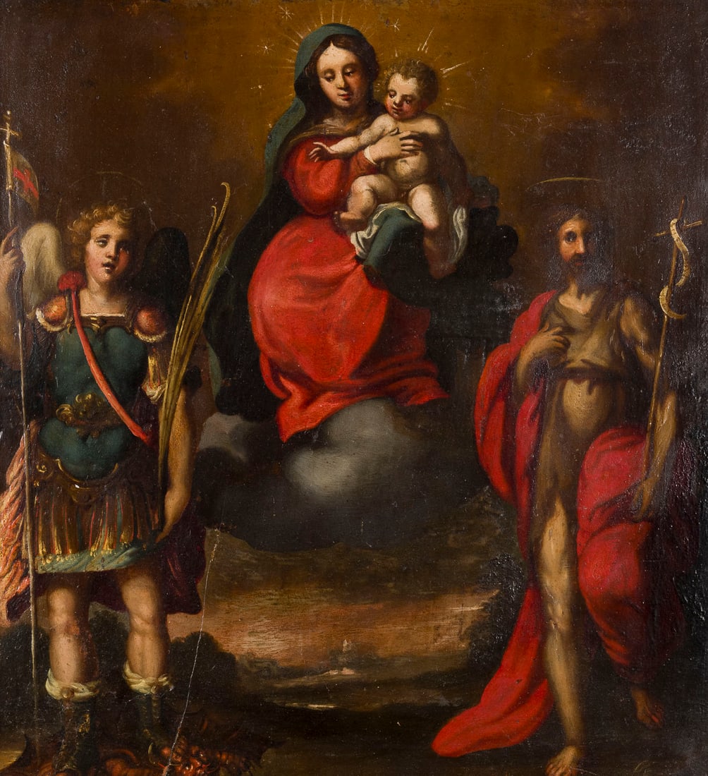 OBERITALIENISCHE SCHULE DES 17. JH. | MADONNA MIT KIND, FLANKIERT VON JOHANNES DEM TAeUFER UND (1 of 3)