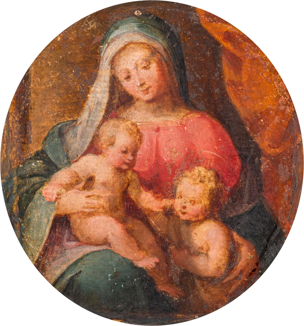 ITALIENISCHE SCHULE, UM 1700 | MADONNA MIT KIND UND JOHANNESKNABEN (1 of 3)
