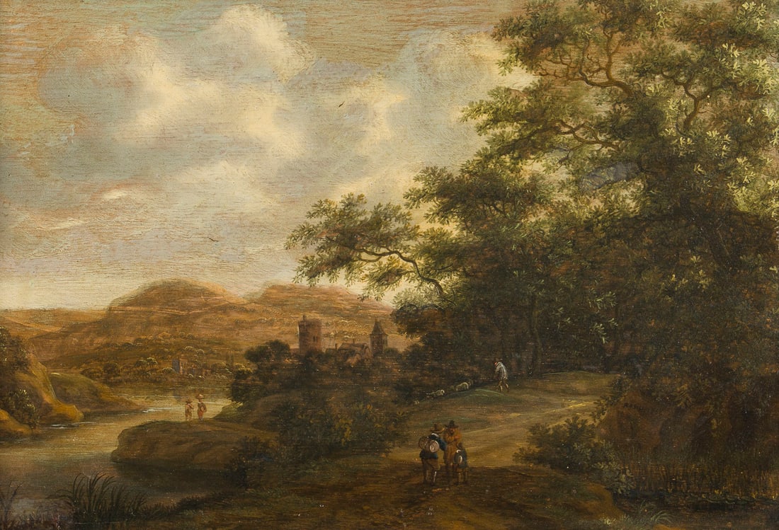 PIETER COSYN (AUCH: COSEYN ODER COUSIN) | FLUSSLANDSCHAFT AM WALDESRAND MIT ANGRENZENDER STADT (1 of 3)