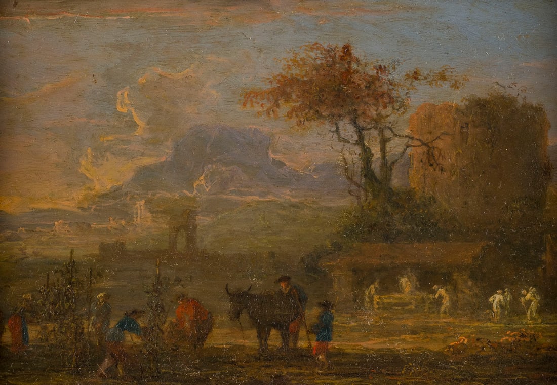 NIEDERLAeNDISCH/FLAeMISCHE SCHULE DES 17. JH. | SUeDLAeNDISCHE LANDSCHAFT MIT BAUERN UND VIEH (1 of 3)