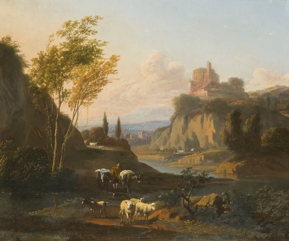 LODEWIJCK VAN LUDICK (ATTR.) | BUKOLISCHE LANDSCHAFT HIRTE UND VIEH (1 of 3)