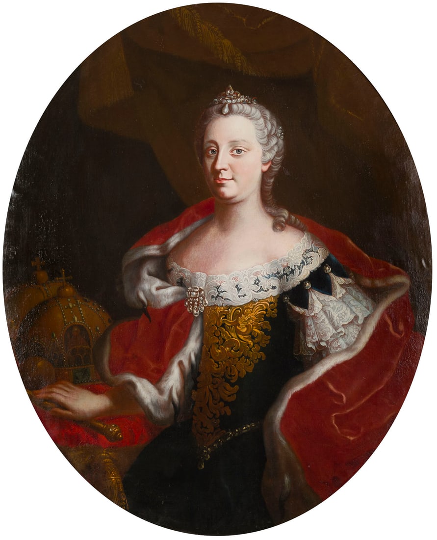 OeSTERREICHISCHE SCHULE, UM 1750 | HALBFIGURENBILDNIS DER MARIA THERESIA (1 of 3)