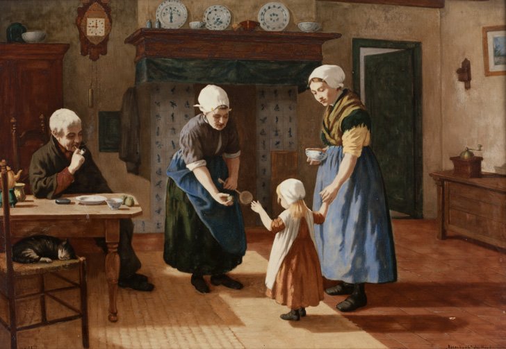 Rozenburger Bildplatte mit Genre-Szene: DAVID ADOLF CONSTANT ARTZ 1837 Den Haag - 1890 Den Haag (nach) ROZENBURGER BILDPLATTE MIT GENRE-SZENE