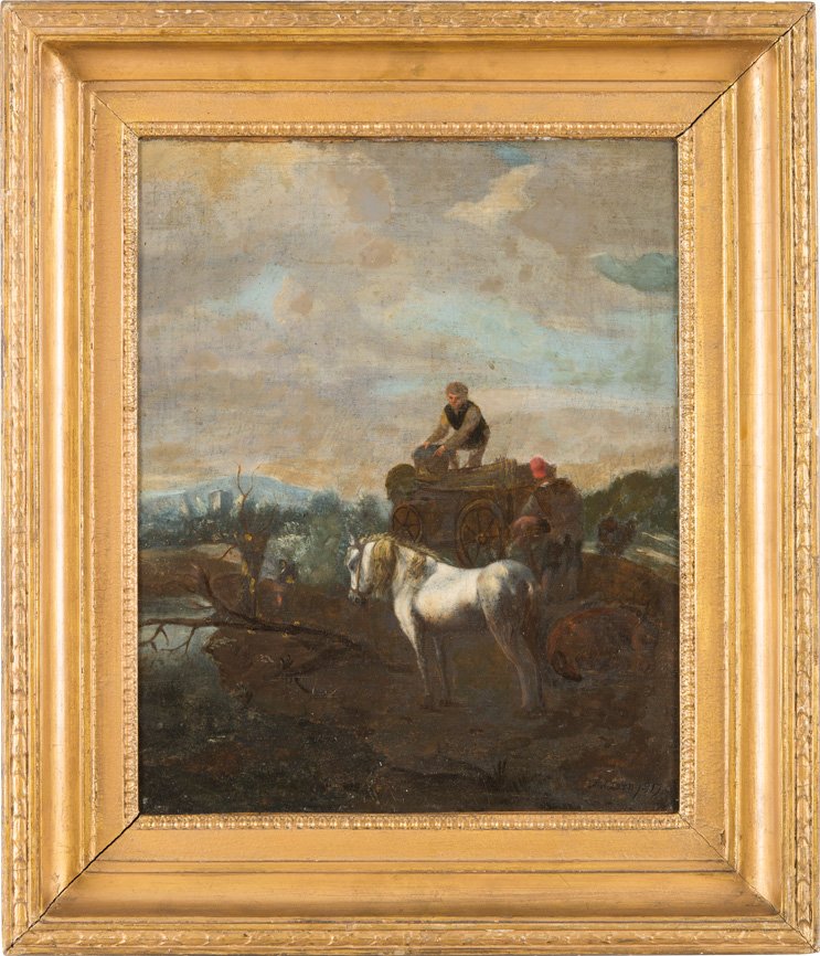 BAUERN BEIM ENTLADEN DES PFERDEWAGENS (1 of 2)