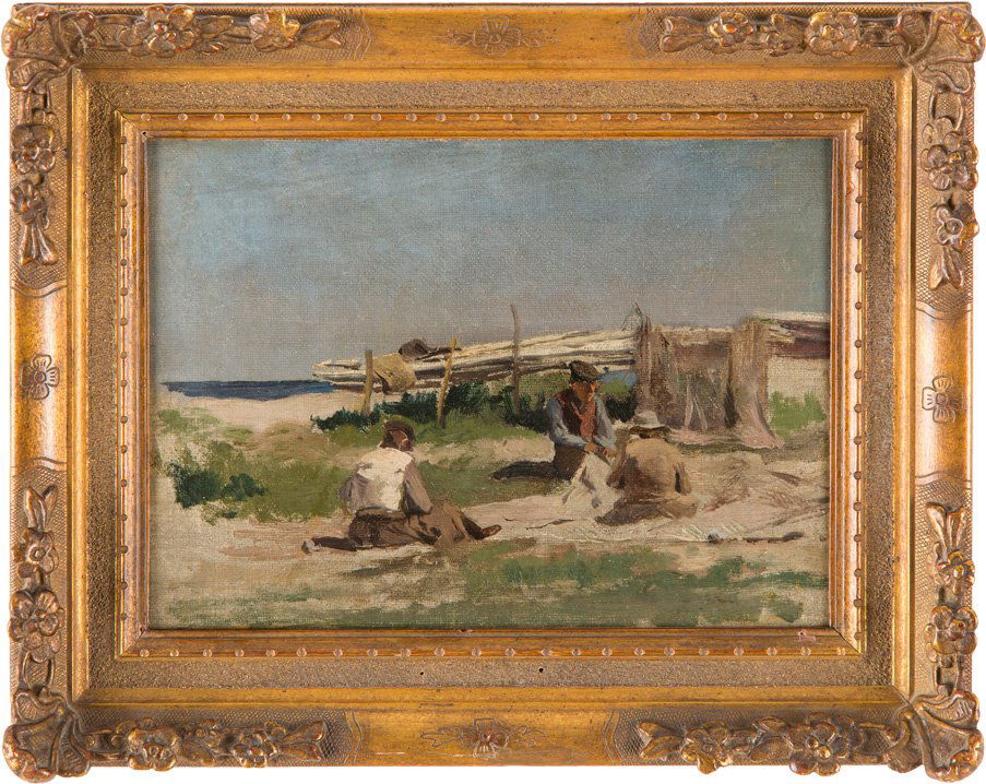 AN DER ESTNISCHEN KÜSTE - FISCHER BEIM NETZEFLICKEN (1 of 3)