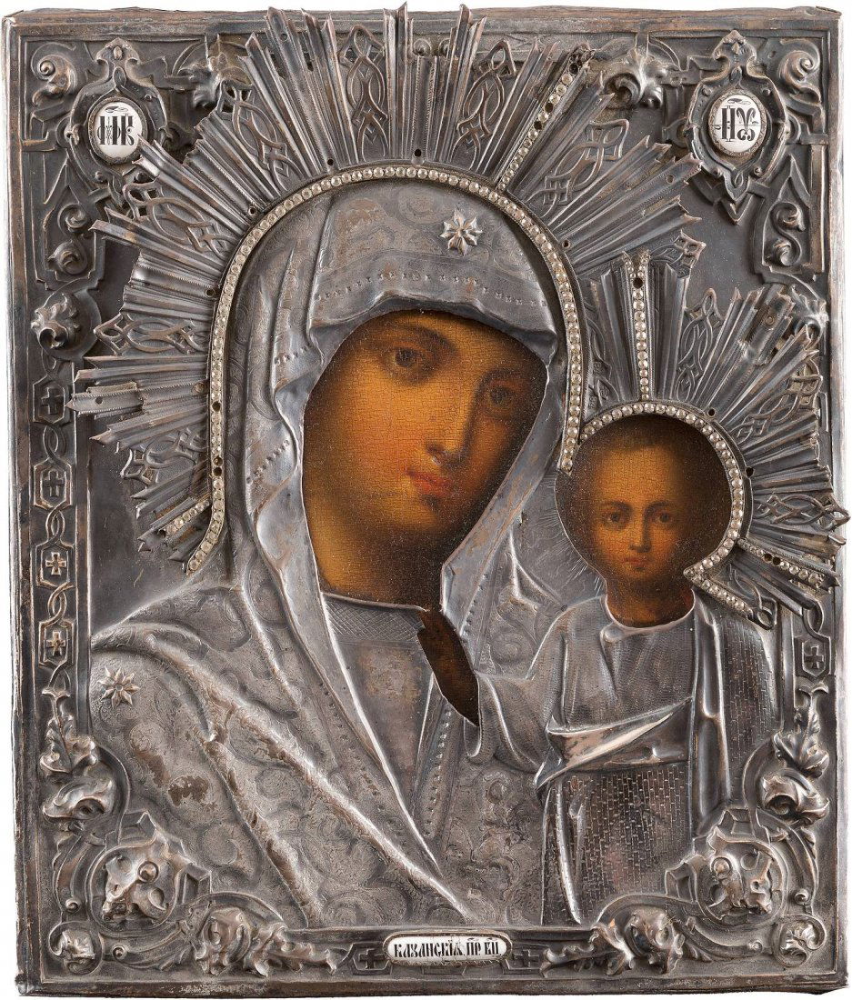 THE KAZASKAYA MOTHER OF GOD WITH A SILVER OKLAD (1 of 1)