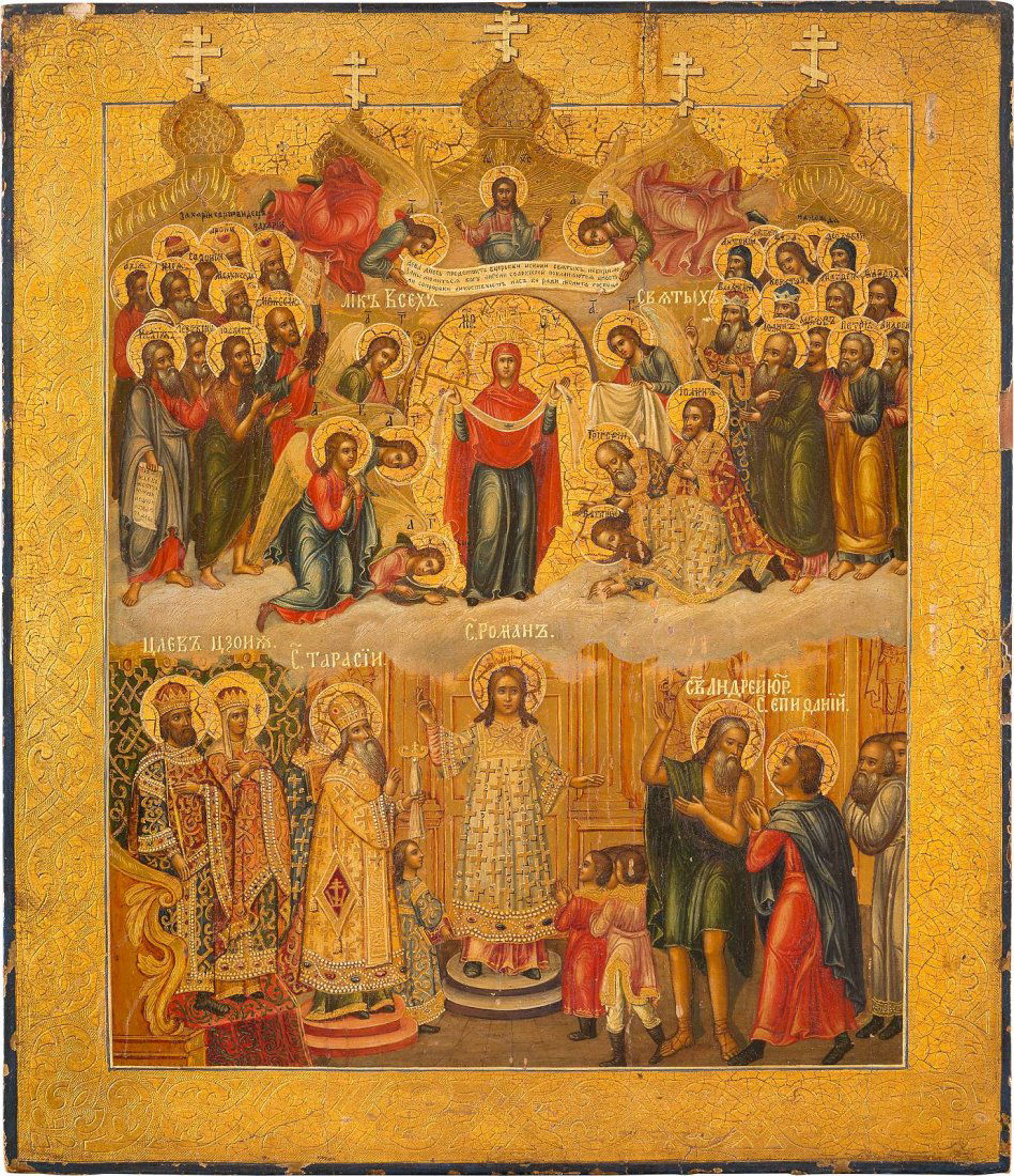 A FINELY PAINTED ICON OF THE PROTECTING VEIL OF THE (1 of 1)