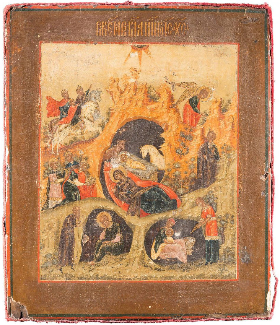 A FINELY PAINTED ICON SHOWING THE NATIVITY OF CHRIST (1 of 1)