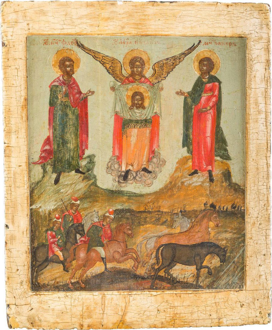 A FINE ICON OF THE HOLY MARTYRS FLORUS AND LAURUS (1 of 1)
