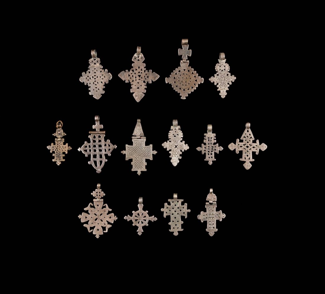 A COLLECTION OF 14 COPTIC CROSS PENDANTS Ethiopian, (1 of 1)