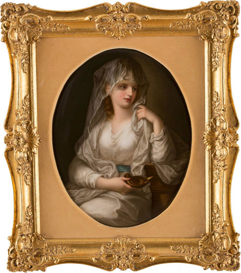 PORZELLANBILDPLATTE MIT DEM PORTRT EINER DAME ALS (1 of 2)