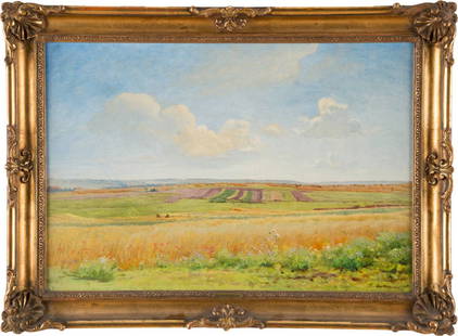 JEAN FERDINAND MONCHABLON 1854 Chtillon-sur-Sane: JEAN FERDINAND MONCHABLON 1854 Chtillon-sur-Sane (Vosges) - 1904 ebenda Sommerliche Landschaft in den Vogesen l auf Leinwand. 38,5 x 56 cm. Signiert unten rechts 'Jean Monchablon'. Min. rest. Rahmen.