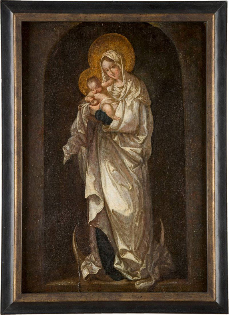 DEUTSCHER MEISTER Ttig 19. Jh. Mondsichelmadonna l (1 of 2)