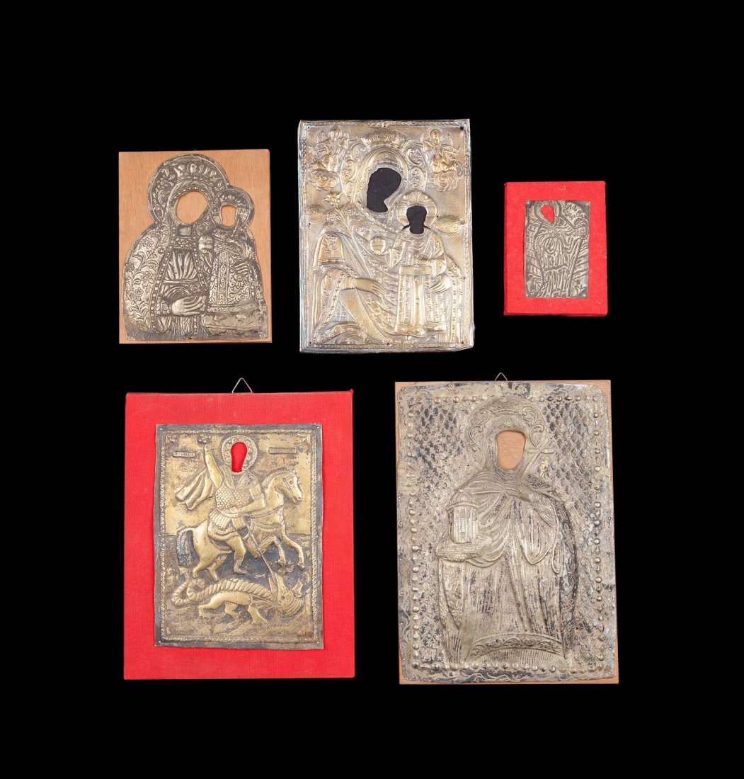 FIVE SILVER AND METAL OKLADS Greek/Balkan, 18th/19th (1 of 1)