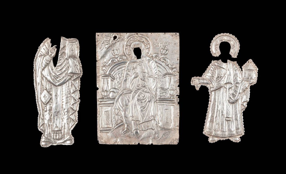 THREE SILVER PLAQUES SHOWING THE MOTHER OF GOD AND (1 of 1)