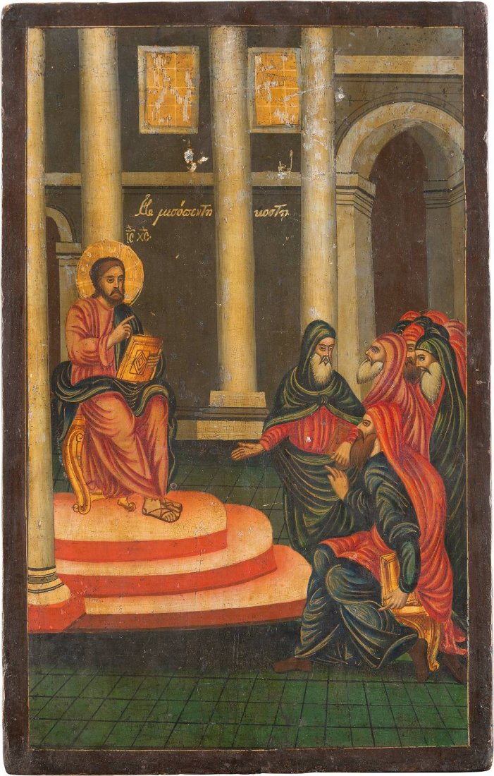 AN ICON SHOWING CHRIST IN THE TEMPLE Greek, 19th (1 of 1)