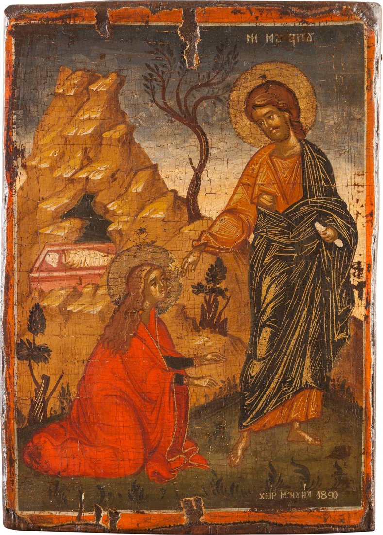 A SMALL ICON SHOWING 'NOLI ME TANGERE' Greek, probably (1 of 1)