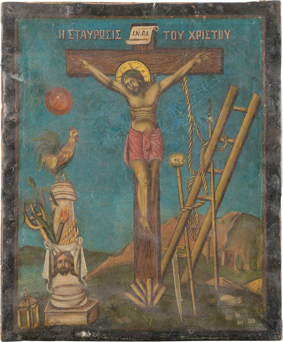 A PAINTING SHOWING THE CRUCIFIXION Greek, 19th century (1 of 1)