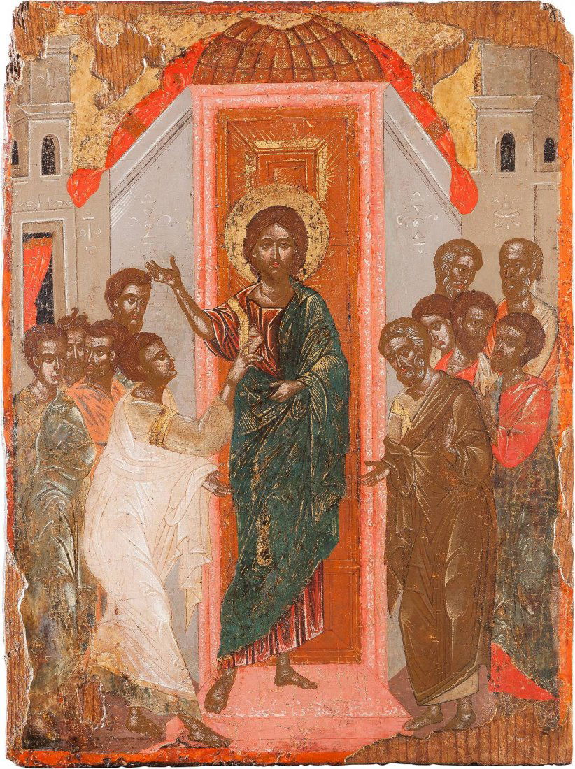 A FINE AND RARE ICON SHOWING THE INCREDULITY OF ST. (1 of 1)