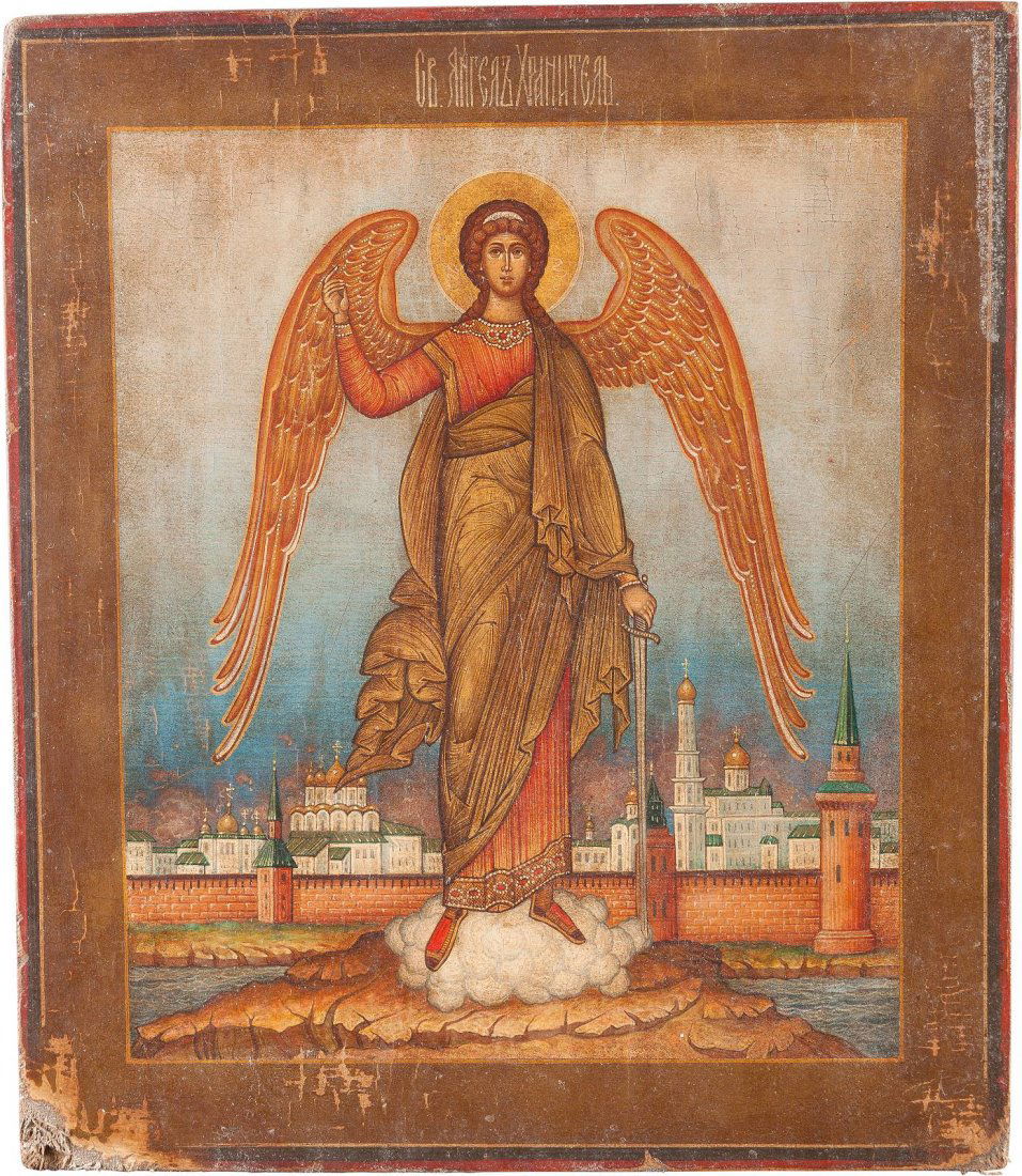 AN ICON SHOWING THE GUARDIAN ANGEL Modern Tempera on (1 of 1)