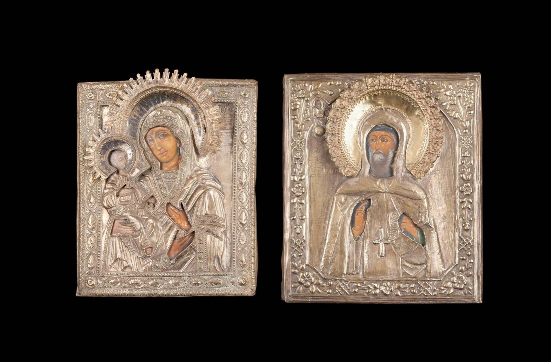 TWO ICONS WITH OKLAD: THREE-HANDED MOTHER OF GOD AND (1 of 1)