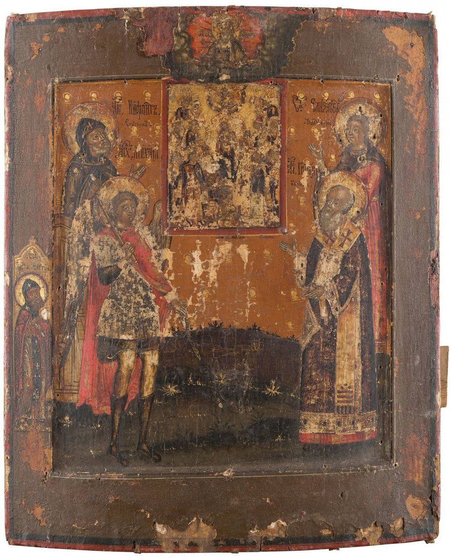 AN ICON SHOWING THE MOTHER OF GOD SURROUNDED BY (1 of 1)
