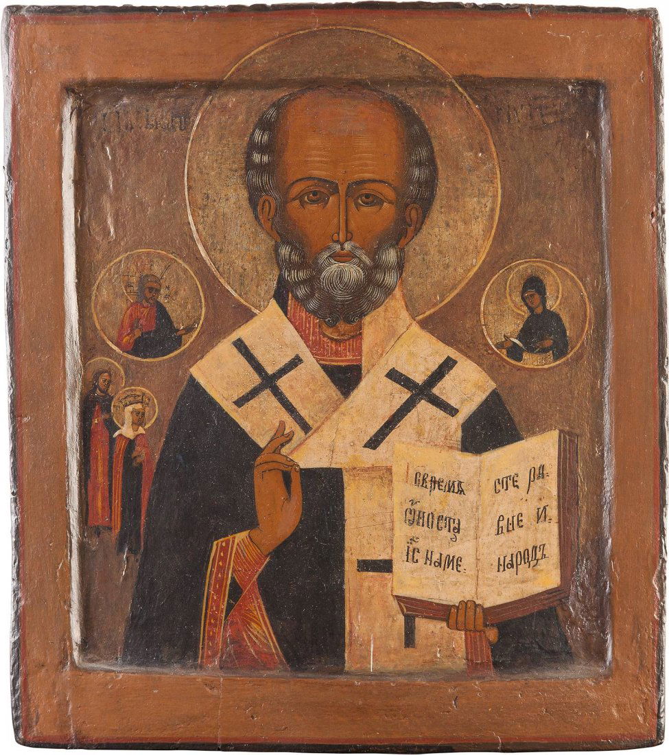 AN ICON SHOWING ST. NICHOLAS OF MYRA Russian, 19th (1 of 1)
