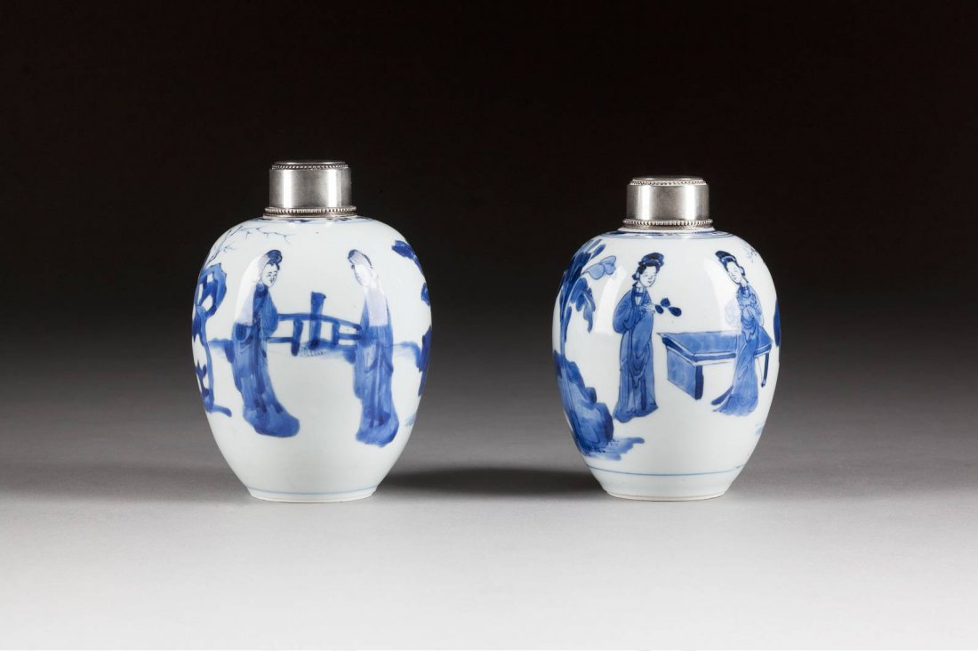 PAAR TEEDOSEN MIT SILBERMONTIERUNG China, Anfang 20. (1 of 1)